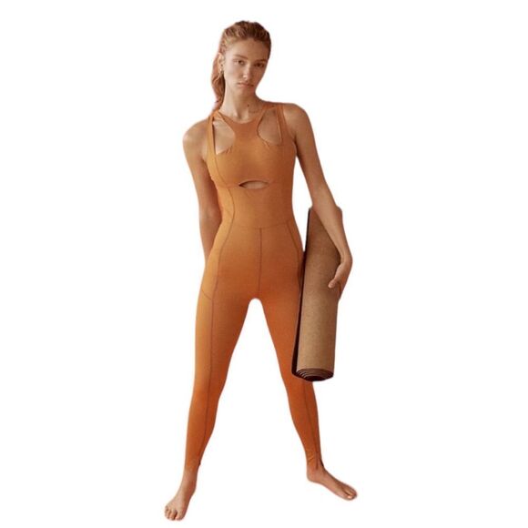 Free People Pants - NWOT Free People Movement Breakaway Onesie Ochre Orange, S